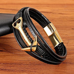 Pulseira âncora de couro
