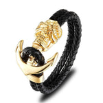 Pulseira âncora estilo punk ouro