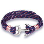 Pulseira âncora metal azul