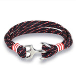 Pulseira âncora metal preto e vermelho
