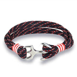 Pulseira âncora metal preto e vermelho