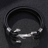 Pulseira âncora prata preto