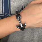 Pulseira âncora prata preto