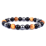 Pulseira boémia de hematita preto e castanho / 8 mm