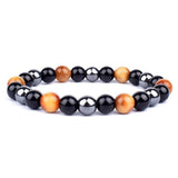 Pulseira boémia de hematita preto e castanho / 8 mm