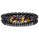 Pulseira boémia de ónix preto / 17 cm