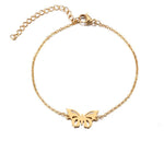 Pulseira borboleta aço inoxidável ouro