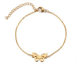 Pulseira borboleta aço inoxidável ouro