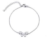 Pulseira borboleta aço inoxidável prata