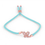 Pulseira borboleta de verão ciano / ouro rosa