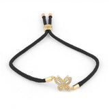 Pulseira borboleta de verão preto / dourado