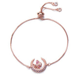 Pulseira borboleta lua ouro rosa