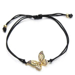 Pulseira borboleta macramê preto / dourado