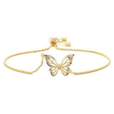 Pulseira borboleta zircónia ouro
