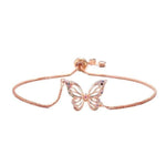 Pulseira borboleta zircónia ouro rosa
