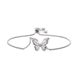 Pulseira borboleta zircónia prata