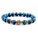 Pulseira buda olho de tigre azul / 17 cm