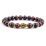 Pulseira budista olho de tigre ouro / 17 cm