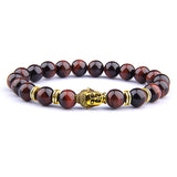 Pulseira budista olho de tigre ouro / 17 cm