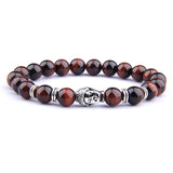 Pulseira budista olho de tigre prata / 17 cm