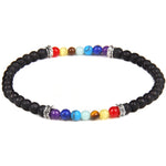 Pulseira chakras pedra vulcânica rocha de lava / 17 cm