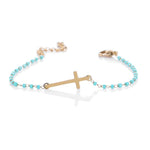 Pulseira com cruz pérolas azuis valor por defeito título