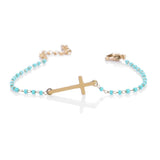Pulseira com cruz pérolas azuis valor por defeito título