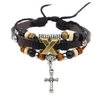 Pulseira com cruz pérolas de madeira valor por defeito título