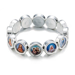 Pulseira com figuras religiosas cristãs prata