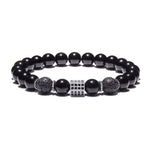 Pulseira com pérolas de ónix prata / 17 cm