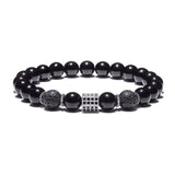 Pulseira com pérolas de ónix prata / 17 cm
