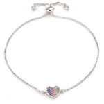 Pulseira coração aço inoxidável prata