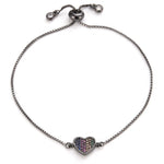 Pulseira coração aço inoxidável preto