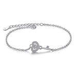 Pulseira coração chave prata tipo