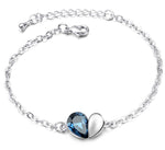 Pulseira coração em aço azul