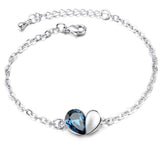 Pulseira coração em aço azul