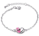 Pulseira coração em aço rosa escuro