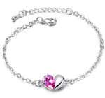 Pulseira coração em aço rosa