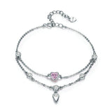 Pulseira coração rosa tipo