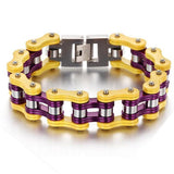 Pulseira corrente amarela e roxa