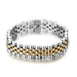 Pulseira corrente de aço masculina ouro e prata