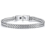 Pulseira corrente estilo armadura prata / 19,5 cm