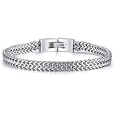 Pulseira corrente estilo armadura prata / 19,5 cm