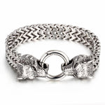 Pulseira corrente lobo prata / 19 cm