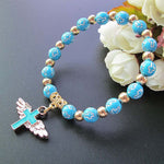 Pulseira cruz anjo azul