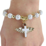Pulseira cruz anjo branco