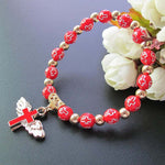 Pulseira cruz anjo vermelho