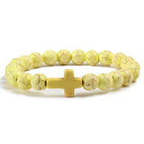 Pulseira cruz católica amarelo