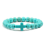 Pulseira cruz católica azul