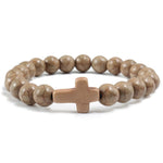 Pulseira cruz católica castanho